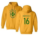 TCAMPブラジル2018 National Soccer # 16 Marcelo世界選手権メンズフード付きスウェットシャツ Adult X-Large ゴールド