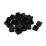 uxcell デスク脚プラスチックブランキングエンドキャップスクエアチューブインサートブラック25mmx25mm 40個入り