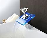 ZingcordブランドWaterfallクローム仕上げシングルハンドルガラス注ぎ口Contemporary LEDの色の変更洗面所LGBT Prideバスルームシンク蛇口