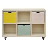 アルファタカバ キャスター付きシェルフフレンドお片づけボックス付き 120cm幅3×2(イエロー、ブルー、ピンク)
