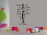Cat in the HatなぜフィットQuote Dr Seuss子Story Book Character Kids部屋壁ウィンドウキャビネット再生領域キッチン壁デカールステッカー約24 x 15
