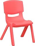 Flash Furniture YU-YCX-003-RED-GG Red Plastic Stackable School Chair with 10-1/2-Inch Seat Height [並