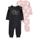カーターズ Carter's 女の子用ダークグレーMOM LOVES MExピンクねこさん足なしカバーオール2枚セット (6months(61-67cm)) [並行輸入品]