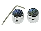 Dopro 2pcs Chrome Tele Telecaster Abalone Top Guitar Dome Knobs Bass Knobs with Set Screw and Wrench
