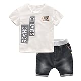 Baby Boy 's short-sleevedショーツ夏服セットTシャツとショートジーンズ カラー: ホワイト