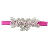 Pop Your Dream Luxuryベビーガールズヘッドバンド伸縮性ラインストーンフラワーターバンLeaves Girlヘアアクセサリーセット US サイズ: One Size カラー: レッド