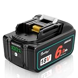 Waitley マキタ 互換バッテリー 18V BL1860 6.0Ah 過放電カットオフ機能＆多重保護回路 6000mAh大容量電池 LEDデジタル残量表示 BL1830 BL1840 BL1850対応 マキタ 18V電動工具用 バッテリー 防塵カバー付 PSE認証済 12ヶ月メーカー保証