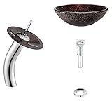 Kraus C-GV-570-12mm-10CH Callisto Glass Vessel Sink and Waterfall Faucet Chrome by Kraus