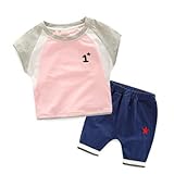 AiGo ベビー 服 子供服 キッズ 上下セット シャツ ｔシャツ ショートパンツ 可愛い 男女兼用 綿 ベビー キッズ ランニング 女の子 男の子 [並行輸入品]