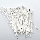 HARU雑貨 ホワイトシルバー Tピン 40mm 約50本 ピン 0.8mm 接続パーツ アクセサリー ハンドメイド