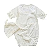 夏物素材 新生児用ツーウェイオール お帽子付き2点セット スーピマ ベビー服 クリーム