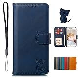 Xperia Ace III ケース 手帳型 ACE3 au SOG08 docomo SO-53Cケース 手帳 ソニー SO53Cケース so53c手帳ケース 笑顔猫ちゃん sog08 スマホケース 猫柄 携帯カバー ストラップ付き カード収納 ベルトマグネット スタンド機能(Xperia Ace III SOG08 docomo SO-53C対応) ブルー