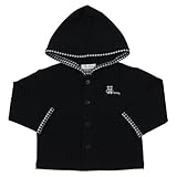 日本製 乳児 ギンガムチェック使 長袖パーカー ブラック 70cm