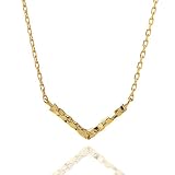 18金 ネックレス V バー V字 槌目 シンプル 華奢 あずき チェーン レディース ゴールド K18 18k (40cmに38cmアジャカン付)