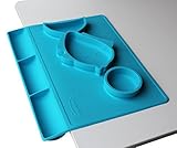 Yummy Mat - Silicone Placemat + Plate + Tray Catch Pocket Food for Baby and Toddlers (Blue) [並行輸入品]