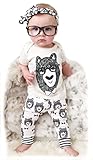 ベビー服 上下 ２点セット 半袖 Tシャツ サルエルパンツ ホワイト 白 アニマル柄 (長袖80)
