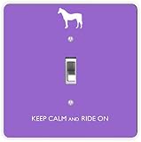 Keep Calm and Ride Onバイオレット色正方形 – ライト ブルー RK-LSPS-689