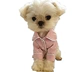 Asia Color ペット犬服　猫服 部屋着 パジャマ 抜け毛防止 コットン ドッグウェア パジャマ ロンパース 6サイズ選択可能 (XS, ピンク)