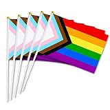 AWARENESS RIBON プログレスレインボーフラッグ 14cm 21cm 国旗 LGBT レインボープライド 手旗 プログレスフラッグ