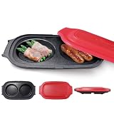 TokyoDeco 電子レンジ専用調理器 ツインプレート 2品同時調理 レシピ付き 電子レンジで焼き目が付けられる 角皿型 [ 焼く 炒める 煮る 蒸す 炊く 温める ] 万能 丸型 電子レンジ 調理器 レンジグリル 食器洗浄機対応 焼き魚 レンジ 焦げ目丸洗い可能 らくらくクック i001