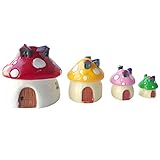 Govine® 4セット ミニチュア キノコ ハウス ガーデン 盆栽 風景 装飾品 庭の装飾 防水オーナメント