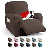 JIVINER リクライニングチェアカバー ストレッチ レイジーボーイリクライニングカバー ジャカードソファースリップカバー 3ピース 家具プロテクター ゴム底付き (コーヒー、1人掛け)