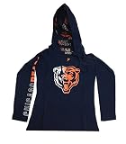 Chicago Bearsレディースネイビー長袖フード付きスイープVネックトップ XL