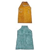 Dolity 2個入り　牛革製　作業エプロン　溶接用　断熱　耐磨耗性　保護服　耐火性　