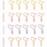 Meltryllis ハート型キーホルダー金具 20個セット アクセサリーパーツ ワンタッチ回転リング ワンタッチ開閉 耐久性 錆びにくい ハンドメイド用 DIY素材 バッグチャーム・ストラップ制作に最適（シルバー、ゴールド、ローズゴールド、KCゴールド）