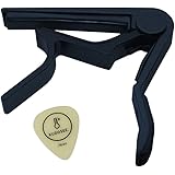 9℃ Basic Capo For Guitar ブラック/カポタスト カポ エレキ アコギ クラシックギター (カポタスト＋ピック1枚セット, GCBK, 1, Basic Guitar Capo)