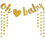 OH BABY Banner With Heart Banner for Baby shower (OH BABY-GOLD)