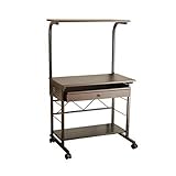 棚付パソコンデスク 引出付き 縦型 ブラウン IWP-65