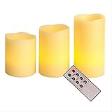 癒し の ゆらぎ 三点 セット リモコン 付き LED キャンドル ライト candle ろうそく 電池 タイプ s-017 (a.ろうそく)