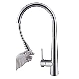 Delta Faucet KES L6903-2 ブラス シンゲル レバー ハイ アーク プル-ダウン キッチン 蛇口 リトラクタブル プル-アウト ワンド スイベル スパウト ブラッシュ ニッケル(