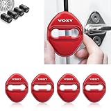 For ヴォクシー アクセサリー ドアストライカーカバー VOXY 車 専用設計 ヴォクシー 90系 80系 70系 カスタム 内装パーツ, ドアロックカバー 高級鏡面ステンレス製 改良式 4個セット（贈り物: ヴォクシー タイヤ バルブキャップ ） (レッド)