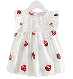 YY-Natuhi ベビー服 子供服 女の子 ワンピース 白 ドレス キッズ 女児 かわいい ふわふわ スカート 入園式 卒園式 赤ちゃん 七五三 発表会 ベビースーツ 春夏 ノースリーブ イチゴ柄 