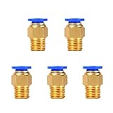 5個 真鍮 バーベッド オス 外径21mm 1/2 PT クイックフィッティング ジョイントスレッドコネクタ