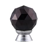 10Pcs Crystal Glass Cabinet Knob Drawer Pull Handle for Door Wardrobe (Black) [並行輸入品]