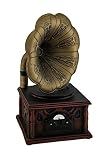 ヴィンテージGramophoneブロンズand Wood Finish Coin Bank