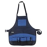 RaiFu エプロン　作業用　防水　多機能　ツールポケット　ガーデニング　作業服　ツールキット　ブルーとブラック
