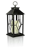 Banberry Designs Decorative Lantern - Antique Bronze Lantern with a Flameless LED Pillar Candle and 