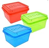 長方形クリア半透明プラスチックストレージContainers with Lids、3PCセット