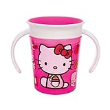 Hello Kitty ハローキティ トレイナーカップ 177ml 出産祝いに最適 日本未発売 ミラクル３６０度フタ&ハンドル付き 安全 安心 赤ちゃん 幼児用 [並行輸入品]