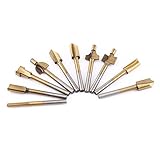10本HSSルータビットトリマーチタンコーティング木工機械エッジカッタートリマー1/8 \"シャンク