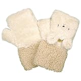 ガールズ|レディース[ふわふわBOA]ニット手袋|ウサギ柄|のびのび手袋|ミトンカバーつき指きりニット|アニマル手袋|手袋|ミトン Fサイズ オフホワイト-ウサギ
