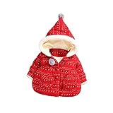 Pojour ベビー服 女の子コート 子供服 冬 防寒 かわいいドットジャケット おしゃれフード付きコート 暖かい 厚手 綿 ベビールームウェア 普段着 カジュアル 旅行 記念日 プレゼント 赤