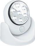 LED丸型センサーライト【防犯対策に】【センサー機能で自動点灯】【電池式 配線不要】【明るさ最大約30lm】