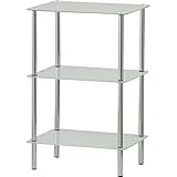 強化ガラスコーナーラック 3段 高さ62cm 四角型 SMJ-101WH ホワイト ( 白 )