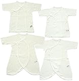 ベビーストーリー 日本製 新生児肌着4点セット 水玉&無地 メルマ加工フライス 50cm クリーム MI1400-4