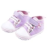 男の子と女の子 赤ちゃん 滑り止め スニーカー キャンバス 歩く靴 シューズ (13cm, パープル)